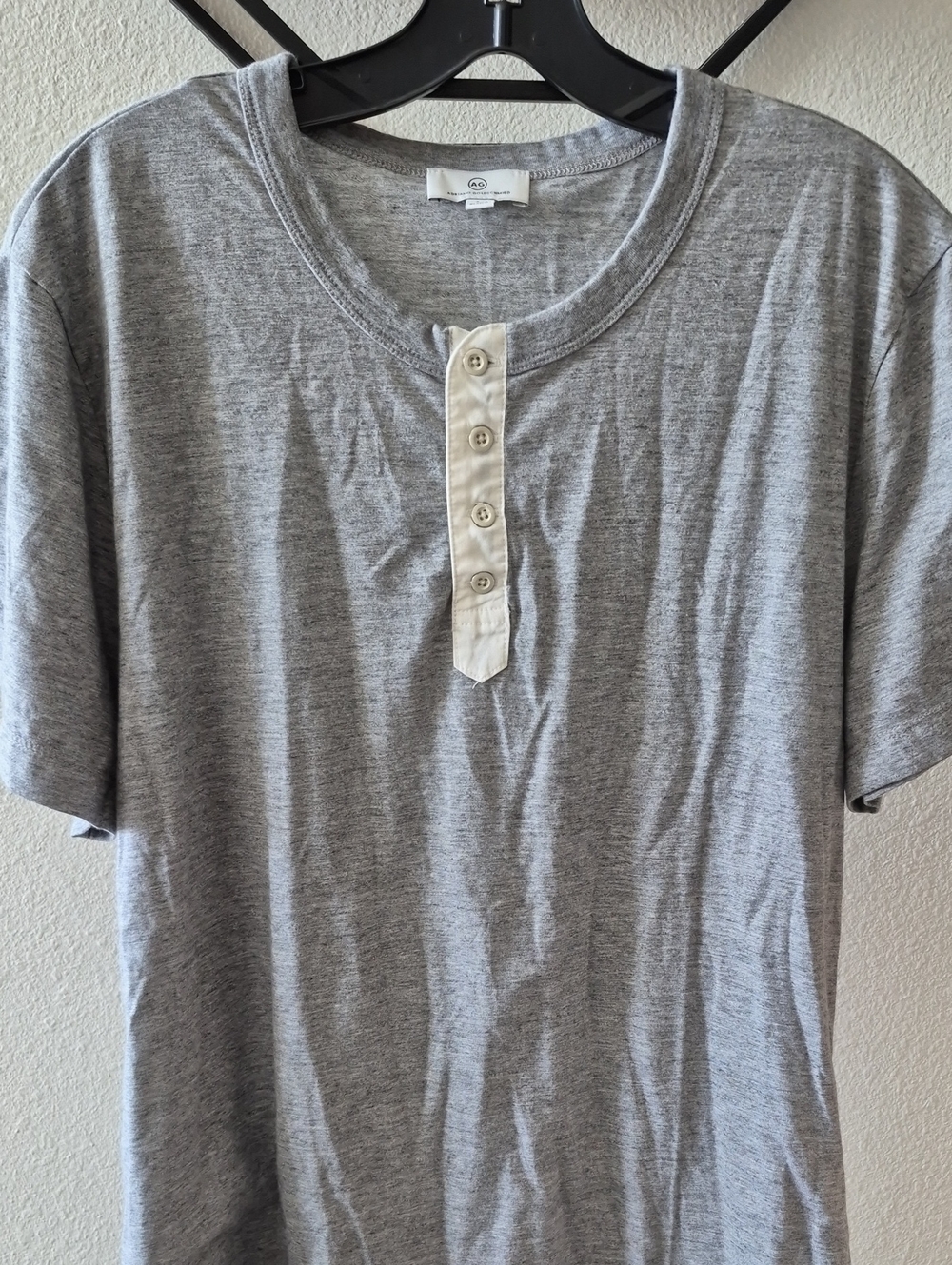 Adriano Goldschmied Gray Heather Henley Short Sleeve Tee